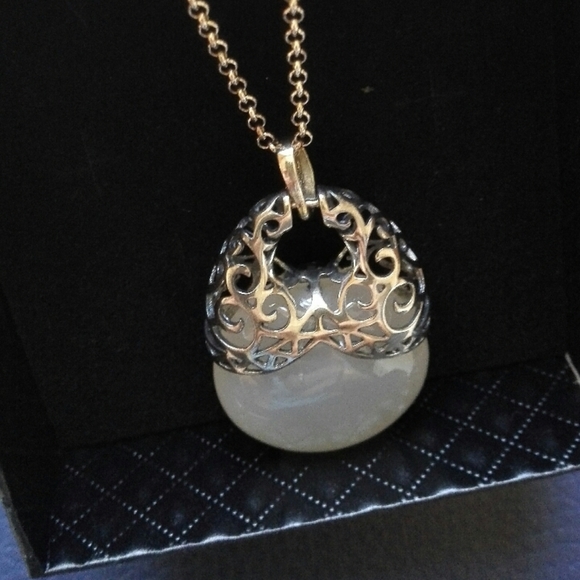 925 sterling silver pendant round white stone - Picture 4 of 4